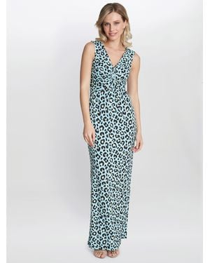 Gina Bacconi Hudson Animal Jersey Maxi Dress - Blue