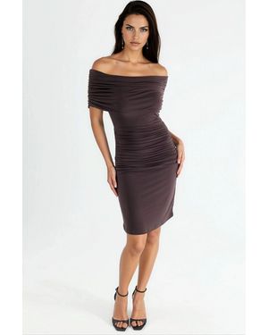 Hiccup Strapless Bodycon Sandy Mini Dress - Brown
