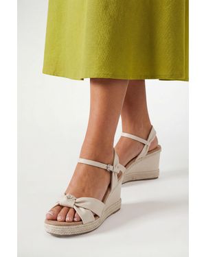 Wallis Wide Fit Jada Soft Knot Espadrille High Wedge Sandals - Green