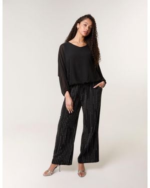Blue Vanilla Sparkle Wide Leg Trousers - Black