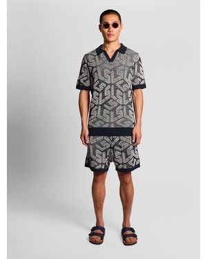 Lyle & Scott Embleem Geribbeld Gebreide Shorts - Blauw