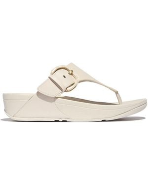 Fitflop Lulu Resin-Buckle Toe Post Sandals Paris Leather - White