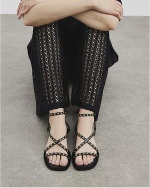 River Island Sandals Eyelet Strappy Leather - Black