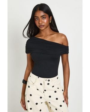 Boohoo Matte Slinky Off Theshoulder Bodysuit - Black