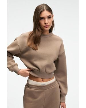 Grimelange Crop Crew Neck Sweatshirt - Brown