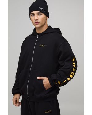 BoohooMAN Oversized Sleeve Gusset Detail Zip Through Hoodie - Blue