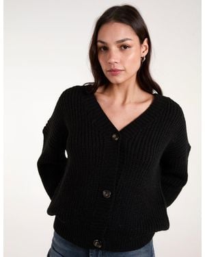 Blue Vanilla Button Front Cardigan - Black