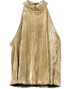 Secret Label Plisse Pleat Halterneck Swing Top - Natural