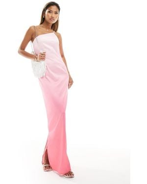 Kaiia Satin One Shoulder Maxi Dress - Pink