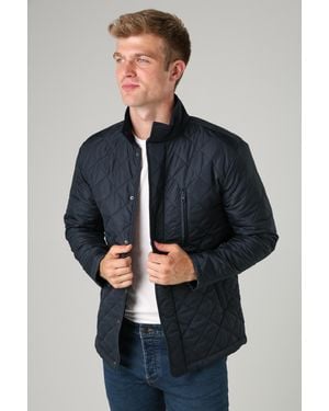 French Connection Funnel Neck Diamond Quilted Jacket - Blue