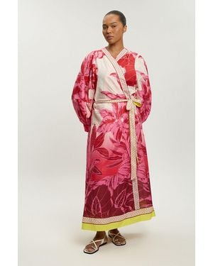 Karen Millen Plus Size Cotton Voile Maxi Beach Dress - Red