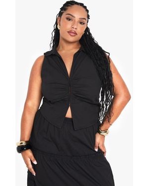 Boohoo Plus Pleated Detail Waistcoat - Black