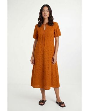 Wallis Summer Broderie Smock Dress - Orange