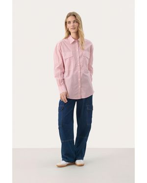 Part Two Overhemd Met Lang Mouwen Oversize Fit Mars Stripe - Roze