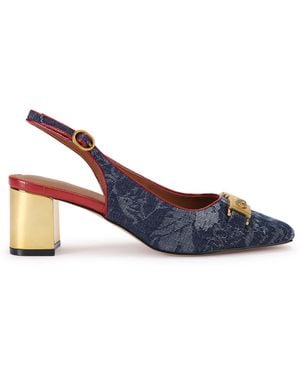 Kurt Geiger Denim Kingsley Block Sling Heels - Blue