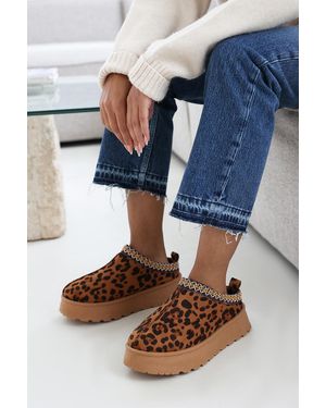 Where's That From Wheres 'Quincy' Cosy Faux-Suede Fur Lining Platform Slipper - Blue
