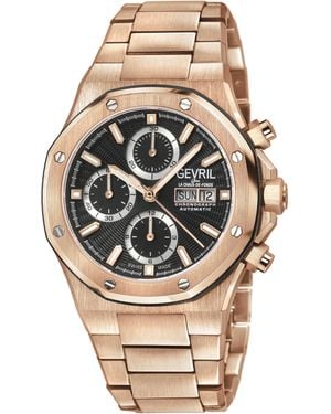 Gevril Kingsgate Swiss Made Automatic Chronograph Movement Eta 7750 Dial, Stainless Steel Watch - Grey