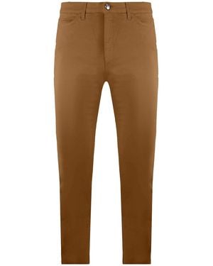 Armani Emporio J18 Slim Fit High Waist Trousers - Brown