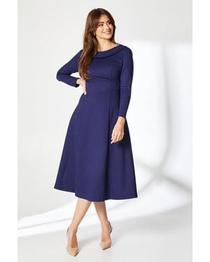 PRINCIPLES Shawl Collar Ponte Midi Dress - Blue