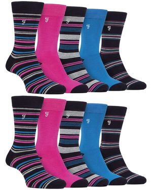 Farah 10 Pair Multi-Pack Bright Bamboo Socks - Blue