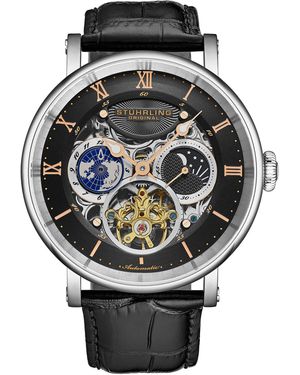 Stuhrling Dual Time Majestic Skeleton Automatic Watch - Grey