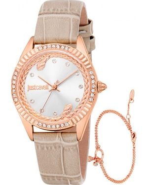 Just Cavalli Jc1L361L0035 Ladies Vittoria Glam Watch And Bracelet Gift Set - Pink
