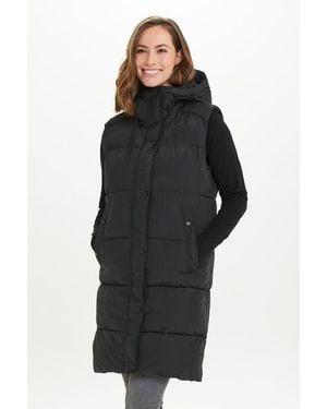 Sosandar Longline Padded Gilet With Hood - Black
