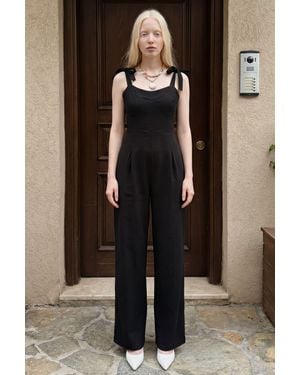 My Fashion Sweetheart Neck Linen Blend Jumpsuit - Brown