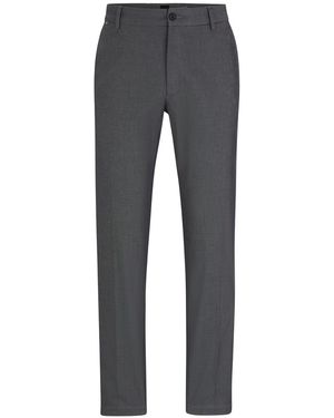 BOSS Kane Solid Patterned Straight Trousers - Grey