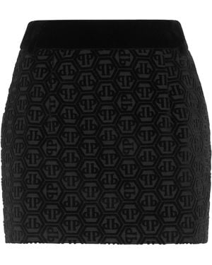 Philipp Plein Minirok Monogram - Zwart