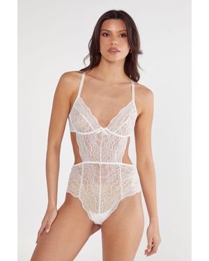 Nasty Gal Lace Cut Out Lingerie Body - White