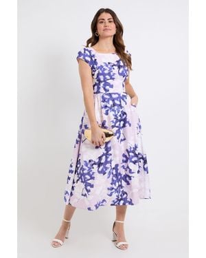 Wallis Floral Ottoman Fit & Flare Midi Dress - Blue