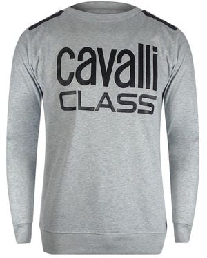 Roberto Cavalli Taped Shoulders Sweatshirt Cotton - Grey