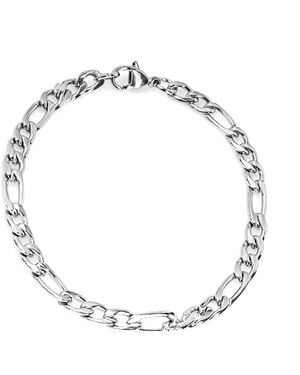 The Jewellery Stockroom Figaro 316 Steel Chain Bracelet - Metallic