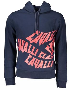 Roberto Cavalli Hoodie Logo Cotton - Blue