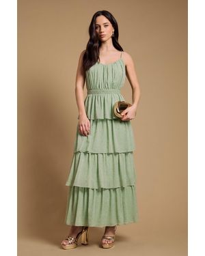 Oasis Strappy Tiered Frill Midaxi Dress - Green