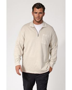 Secret Label Oversized Zip Neck Casual Top - Natural