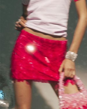 River Island Mini Skirt Square Sequin Zip - Pink