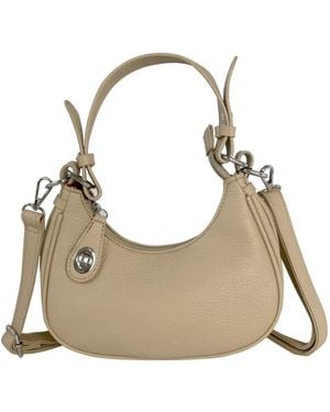 SVNX Small Turn-Lock Faux Leather Shoulder Bag - Natural