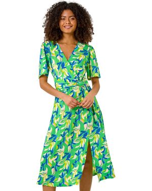 D.u.s.k Leaf Print Midi Dress - Green