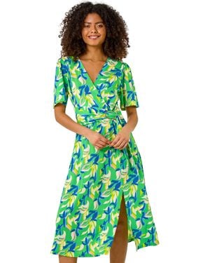D.u.s.k Leaf Print Midi Dress - Green