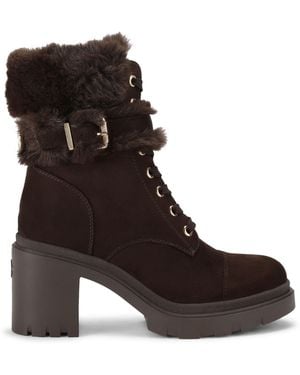 Carvela Kurt Geiger Suedette Boulder Fur Lace Up Boots - Brown