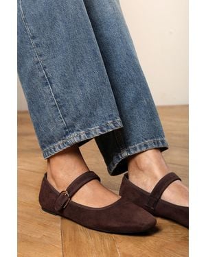 Where's That From Wheres Karsyn Wide Fit Mary Jane Ballet Flats With Buckle Detail - Blue