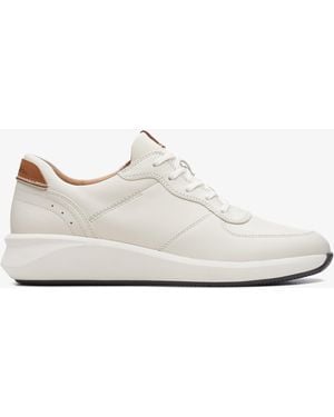Clarks Un Rio Sprint Combination Leather Trainers - White