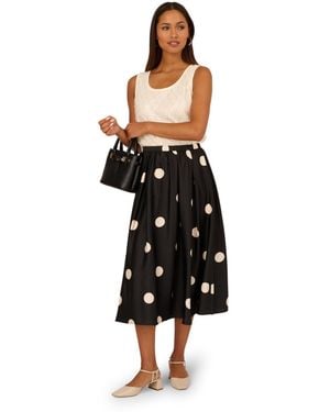 Adrianna Papell Pull On Pleated Skirt - White