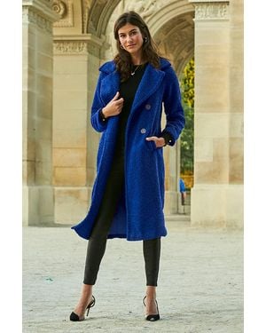 Sosandar Cobalt Super Cosy Longline Borg Coat - Blue