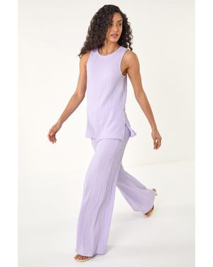 D.u.s.k Textured Wide Leg Stretch Trouser - Purple