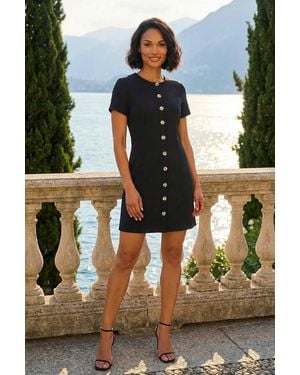 D.u.s.k Ribbed Texture Buttoned Dress - Black