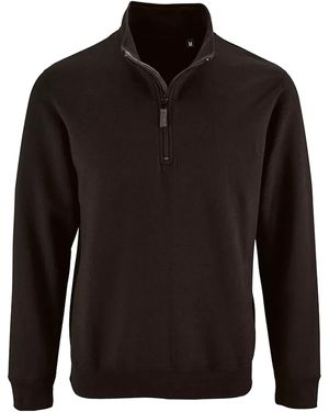 Sol's Stan Contrast Zip Neck Sweatshirt - Black