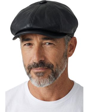 TruClothing Faux Leather Vintage 8-Panel Gatsby Baker Boy Hat - Black